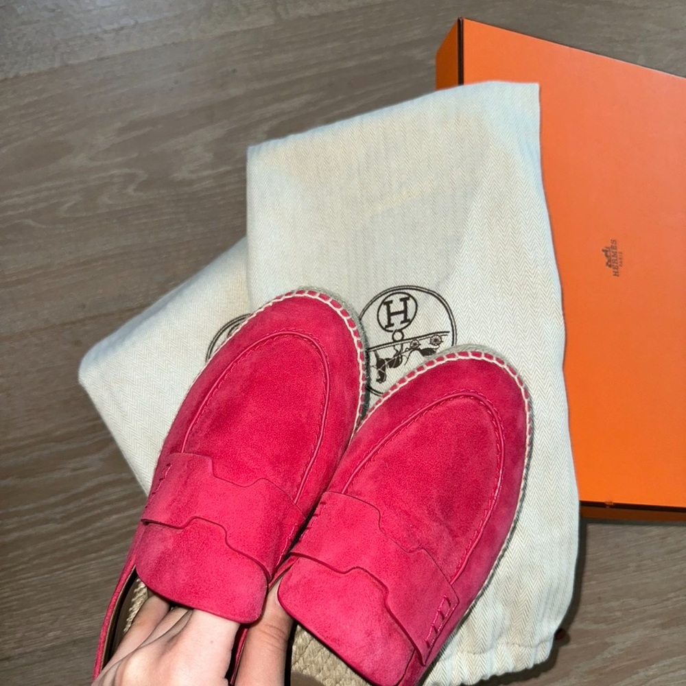 Pink Suede Loafers